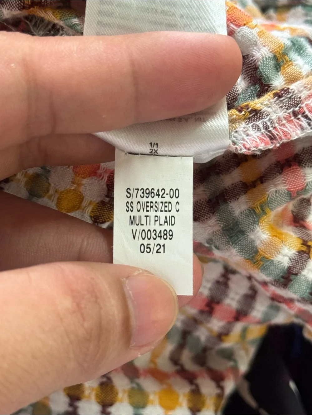 Old Navy Multicolor Plaid 100% Cotton Ruffle Yoke Short Sleeve Oversized Blouse